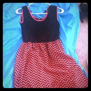 Black and orange chevron dress